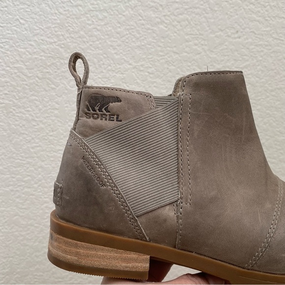 SOREL NL3719-005 Emelie Chelsea Waterproof Booties in  Quarry Gray/Taupe Size 7 - Picture 10 of 16